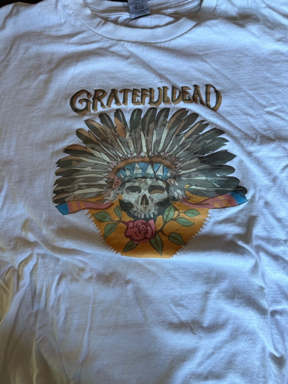 Gildan White Grateful Dead Skull Headdress Graphic Tee